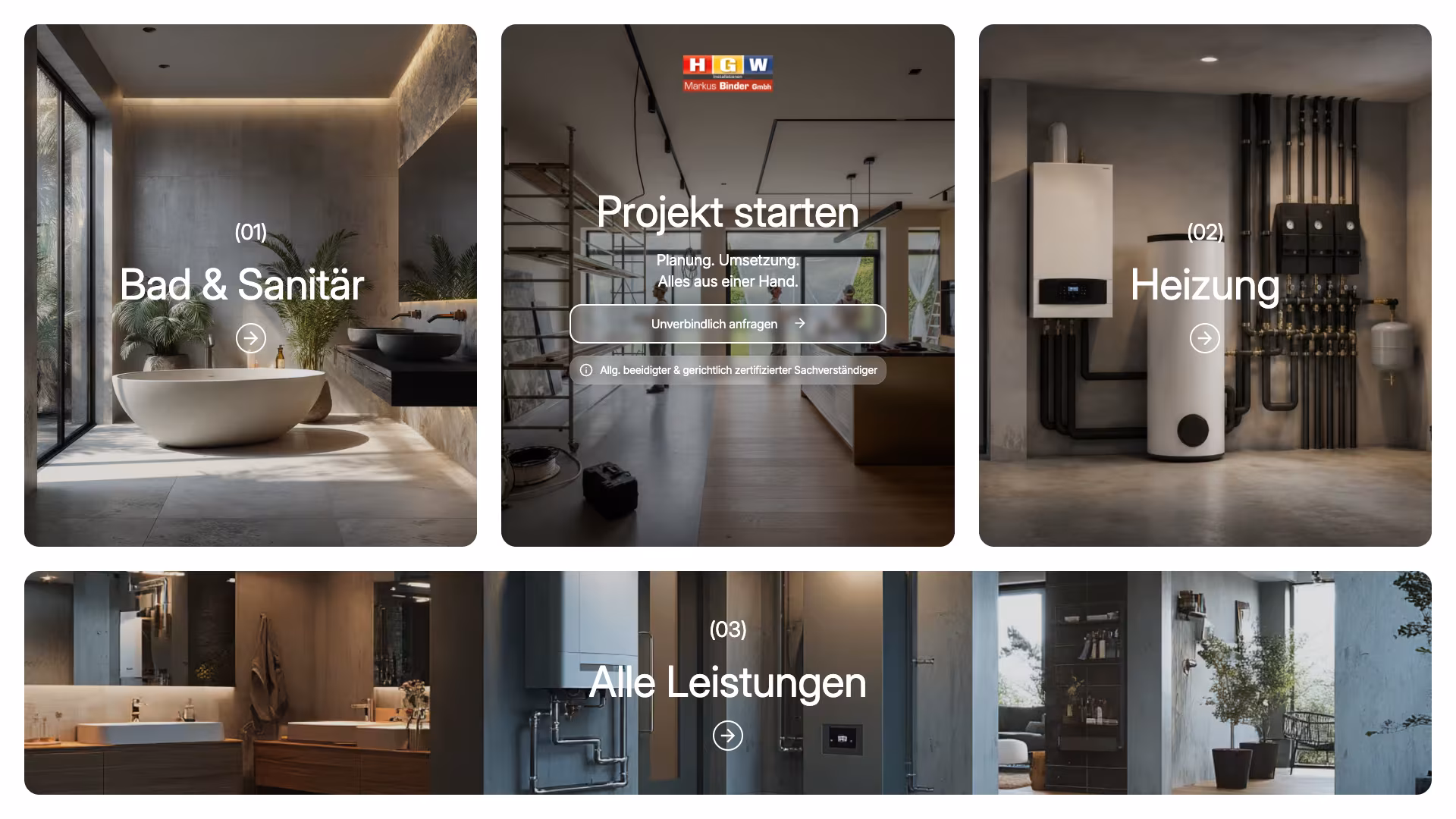 Website des Frame11-Referenzprojekts HGW Binder